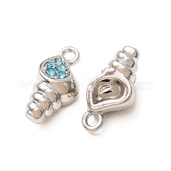 合金ラインストーンペンダント  巻き貝の形をしたチャーム  ラックめっき  アクアマリン  16x8x5.5mm  穴：1.6mm&nbsp;RB-CBAA597-01P-04