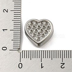 変色しにくい304ステンレススチールビーズラインストーンセッティング  ハート  ステンレス鋼色  13.5x14x6.5mm  穴：1.2mm  1.6mmのラインストーンに適する&nbsp;STAS-A091-06P
