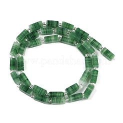 手作りランプワークビーズ連売り  シードビーズ付き長方形  グリーン  10~11x4.5x4mm  穴：0.8mm  約32~33個/連  15.94''（40.5センチメートル）&nbsp;LAMP-Q037-01B-09