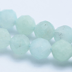 天然石アマゾナイトビーズ連売り  多面カット  ラウンド  グレードAA  4mm  穴：1mm  約95個/連  15.35インチ（39cm）&nbsp;G-E411-43-4mm