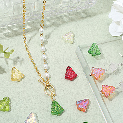 112 個 8 色透明電気メッキガラスビーズ  クリスマスツリー  ミックスカラー  15.5~16x14.5~15x4.5~5.5mm  穴：0.8~1mm  14個/カラー&nbsp;EGLA-PA0001-09