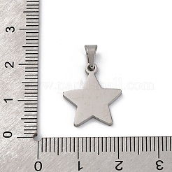 304ステンレスペンダント  ステンレス鋼色  レーザー切断  スター  17x15x1.5mm  穴：5x3mm&nbsp;STAS-Z114-03P-02