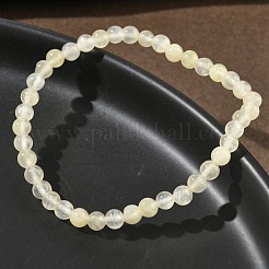 天然ゴールドシルク翡翠ラウンドビーズストレッチブレスレット（女性用）  ビーズ：4mm  内径：1.97インチ（5cm）&nbsp;BJEW-F535-01A