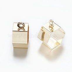 六角真鍮チューブベイル  ループベイル  ゴールドカラー  15.5x14x8mm  穴：2mm  内径：11x12mm&nbsp;KK-N0095-01