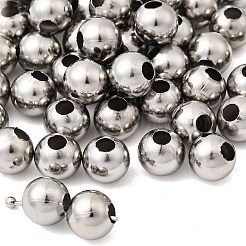 変色しにくいステンレススチールビーズ  ラウンド  ステンレス鋼色  8x7.5mm  穴：2.5~3mm&nbsp;X-STAS-R032-8mm