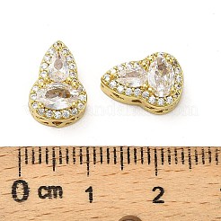 真鍮製マイクロパヴェキュービックジルコニアビーズ  ヒョウタン  18KGP本金メッキ  透明  12.5x8.5x6.5mm  穴：1.2mm&nbsp;KK-B142-08G-01