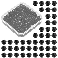 オーストリアのクリスタルバイコーンガラスビーズ1000個  グレードAA  多面カット  ブラック  4x4mm  穴：1mm&nbsp;GLAA-SP0001-47