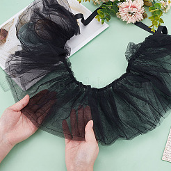 取り外し可能なファイバー製の女性用刺繍入り首輪  ネックライントリム  洋服縫製アップリケエッジ  DIYアクセサリー  ブラック  1690mm  カラー: 720x150x1mm&nbsp;AJEW-WH0248-632B