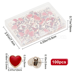 CCBプラスチックシャンクボタン100個  エナメル  ハート  レッド  12x12.5x8mm  穴：2.6mm&nbsp;BUTT-GF0001-11B