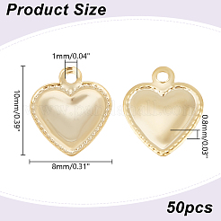 304ステンレススチールチャーム50個  膨らんだ心  18KGP本金メッキ  10x8x0.8mm  穴：1mm&nbsp;STAS-LP0001-37