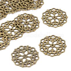 チベットスタイルフィリグリーのジョイナのリンク  鉛フリーとニッケルフリー  花  アンティークブロンズ  29x1mm  穴：1.2mm&nbsp;X-TIBE-A11623-AB-FF