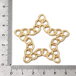 304ステンレススチールリングリンクビッグペンダント  中空の星のチャーム  ゴールドカラー  50.5x52.5x2mm  穴：4.5mm&nbsp;STAS-B120-02G