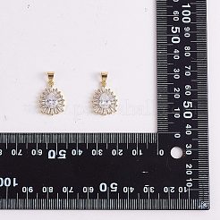 5個真鍮クリアキュービックジルコニアペンダント  ティアドロップ  18KGP本金メッキ  18x13.5x4.5mm  穴：3.5x4.5mm&nbsp;KK-SZ0001-96