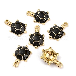 合金エナメルチャーム  ゴールドカラー  カメ  ブラック  19x12x4mm  穴：1.6mm&nbsp;ENAM-WH0057-21B