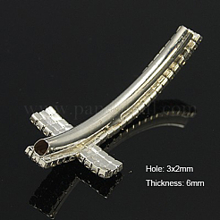 真鍮製のラインストーンビーズ  グレードA  プラチナ  ライトシャム  52x24x6mm  穴：2mm&nbsp;RB-H301-01