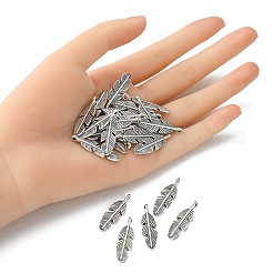 合金のチベット風チャーム  羽  カドミウムフリー＆鉛フリー  アンティークシルバー  28x8.5x2mm  穴：1.5mm&nbsp;FIND-YW0001-66