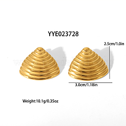 不規則な質感の幾何学的な304ステンレススチールスタッドピアス  ゴールドカラー  シェル形状  25x30mm&nbsp;JR2524-2