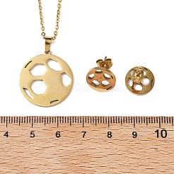 フットボール 201 ステンレススチールペンダントネックレス＆スタッドピアスセット（女性用）  ゴールドカラー  447mm&nbsp;SJEW-Q025-01G