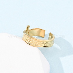 女性用304ステンレススチールオープンカフリング  イオンプレーティング（ip）  18KGP本金メッキ  5.5~8.5mm  内径：18mm&nbsp;RJEW-K309-20G