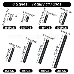 64g 8種類のガラス製ビューグルビーズセット  ブラック  2~30x0.8~2.5mm  穴：0.5~1mm  8g /スタイル&nbsp;SEED-HY0001-24