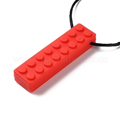 ビルディングブロック食品グレードシリコンペンダント  レッド  425~791x1.5mm  ペンダント：71.5x19.5x12.5mm&nbsp;SIL-Z004-01C