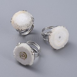調整可能な天然の粗い生石の指輪  真鍮パーツ  ナゲット  ミックスカラー  サイズ8~9  18~19.5mm&nbsp;RJEW-F100