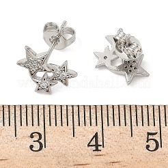スター真鍮マイクロパヴェクリアキュービックジルコニアスタッドピアス  パヴェクラスターイヤリング  長持ちメッキ  カドミウムフリー＆鉛フリー  プラチナ  10.5x9mm&nbsp;EJEW-F383-06P