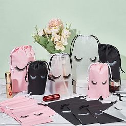108個、9種類のスタイルのEVAプラスチックバッグ  ポリエステル巾着ロープ付き  まつげの模様を持つ長方形  ミックスカラー  14.8~20x9.7~15x0.02cm  12個/スタイル&nbsp;ABAG-NB0001-68