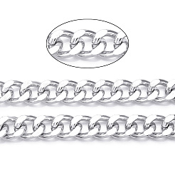 アルミニウム ダイヤモンド カット ファセット カーブ チェーン  キューバチェーン  溶接されていない  銀  21x15x4.5mm&nbsp;CHA-N003-20S