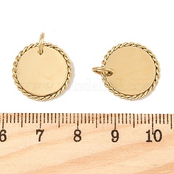304ステンレスペンダント  丸カン付き  フラットラウンドのチャーム  14KGP本金メッキ  16x1.4mm  穴：3.8mm&nbsp;STAS-L022-548B-G