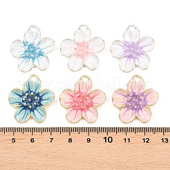 合金エナメルチャーム  花のチャーム  ゴールドカラー  ミックスカラー  26.5x25x7mm  穴：3mm&nbsp;ENAM-I085-02G