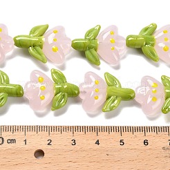 手作りランプワークビーズ連売り  チューリップ  ミスティローズ  21.5~22.5x18~18.5x7mm  穴：1.5mm  約20個/連  16.14''（41センチメートル）&nbsp;LAMP-A005-03E