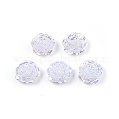 不透明な腹筋プラスチック ビーズ  片穴  花  ホワイト  15x16x6.5mm  穴：1.2mm&nbsp;KY-G019-02L