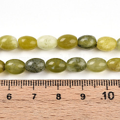 天然岫岩のヒスイのビーズ連売り  ライス  7~8.5x6~6.5mm  穴：0.8mm  約46~48個/連  14.96~15.35インチ（38~39cm）&nbsp;G-N346-02B-11