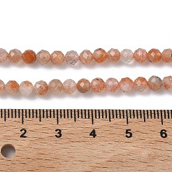 天然石サンストーンビーズ連売り  多面カット  ラウンド  4mm  穴：0.7mm  約101個/連  15インチ（39cm）&nbsp;G-L651-C05-4mm