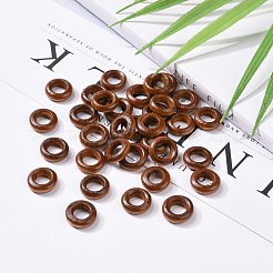 ドーナツ木製の連結リング  染め  無鉛の  シエナ  12x4mm  穴：6mm&nbsp;WOOD-Q014-12mm-07-LF