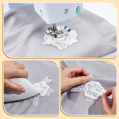 24個 12スタイル コンピューター刺繍 ポリエステル装飾アクセサリー  フラワーレースアップリケ  花  ホワイト  59~164x56~178x0.8~3mm  2個/スタイル&nbsp;DIY-GA0007-55C