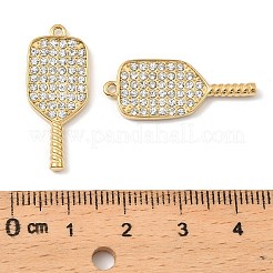 304ステンレススチール、クリスタルラインストーンペンダント付き  ラケット  イオンプレーティング（ip）  18KGP本金メッキ  28x11x2mm  穴：1.4mm&nbsp;STAS-G358-12G-02