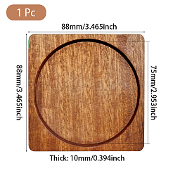 ブナ材カップマット1枚  ラウンドトレイ付きスクエアコースター  チョコレート  88x88x10mm&nbsp;WOOD-DJ0001-11
