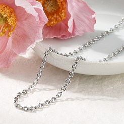3mm 304 ステンレス ケーブル チェーン ネックレス  変色しない  ステンレス鋼色  17.09インチ（43.4cm）&nbsp;NJEW-T016-09P