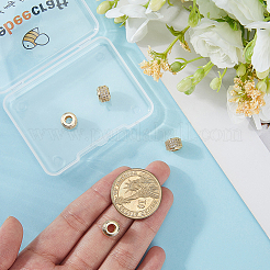 真鍮マイクロパヴェキュービックジルコニアビーズ8個  コラム  ゴールドカラー  9x6.5mm  穴：4mm&nbsp;ZIRC-BBC0003-55G