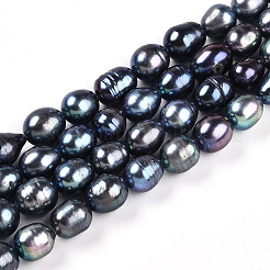 天然養殖淡水パールビーズ連売り  ライス  染め  プルシアンブルー  8~9.5x9~14mm  穴：0.5mm  約33~34個/連  13.39~13.78''（34~35センチメートル）&nbsp;PEAR-N012-09F