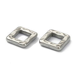 変色しない304ステンレススチール製リンクリング  ハンマー  正方形  ステンレス鋼色  12.2x12.2x2.8mm  内径：7x7mm&nbsp;STAS-E191-11P