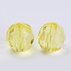 透明なアクリルビーズ  多面カット  ラウンド  きいろ  10x9.5mm  穴：1.8mm  約237個/120g&nbsp;LS-TACR-Q257-10mm-V21