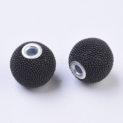 手作りのインドネシアビーズ  メタルパーツ  ラウンド  銀色のメッキ  ブラック  15~16x14~15mm  穴：3mm&nbsp;IPDL-E009-C07