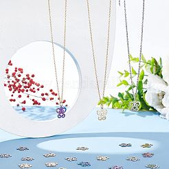 30個3色304ステンレススチールチャーム  蝶  ミックスカラー  15x13.5x1mm  穴：1.2mm  10個/カラー&nbsp;STAS-DC0011-91