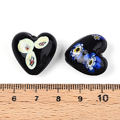 手作りミッレフィオーリガラスビーズ  ハート  ミックスカラー  20~21.5x20.5~21.5x11~13mm  穴：1.8~2.2mm&nbsp;LAMP-N024-43