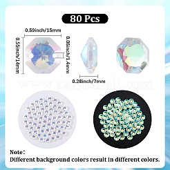 透明ファセットガラスコネクターチャーム80個  クリアAB  八角形  15x14x7mm  穴：1.4mm&nbsp;GLAA-SP0001-88D-02