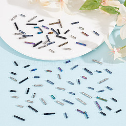 1960個 12種類のガラスツイストビューグルビーズ  メタリックカラー  ミックスカラー  6~12x2mm  穴：0.5mm&nbsp;SEED-GO0001-07A