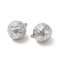 変色しない201ステンレススチールペンダント  テクスチャ  ボールチャーム  ステンレス鋼色  10x8mm  穴：1.8mm&nbsp;STAS-H214-07P-1